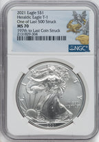2021 American Silver Eagle Type 1 At Dusk & Dawn 35th Anniversary 197th To Last NGC MS70