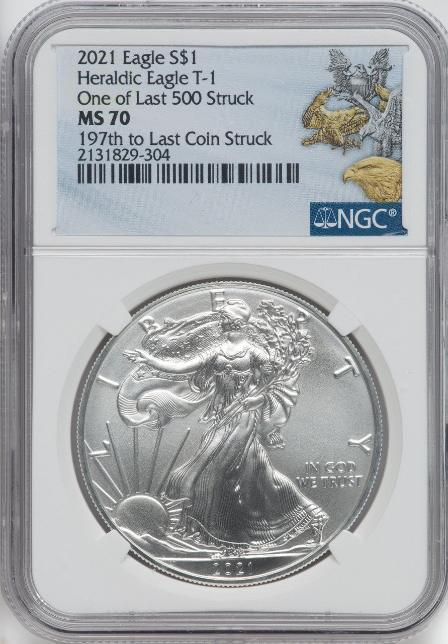 2021 American Silver Eagle Type 1 At Dusk & Dawn 35th Anniversary 197th To Last NGC MS70