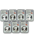 1986-2021 American Silver Eagle 35-pc Set NGC PF70 Ultra Cameo Mercanti Signed