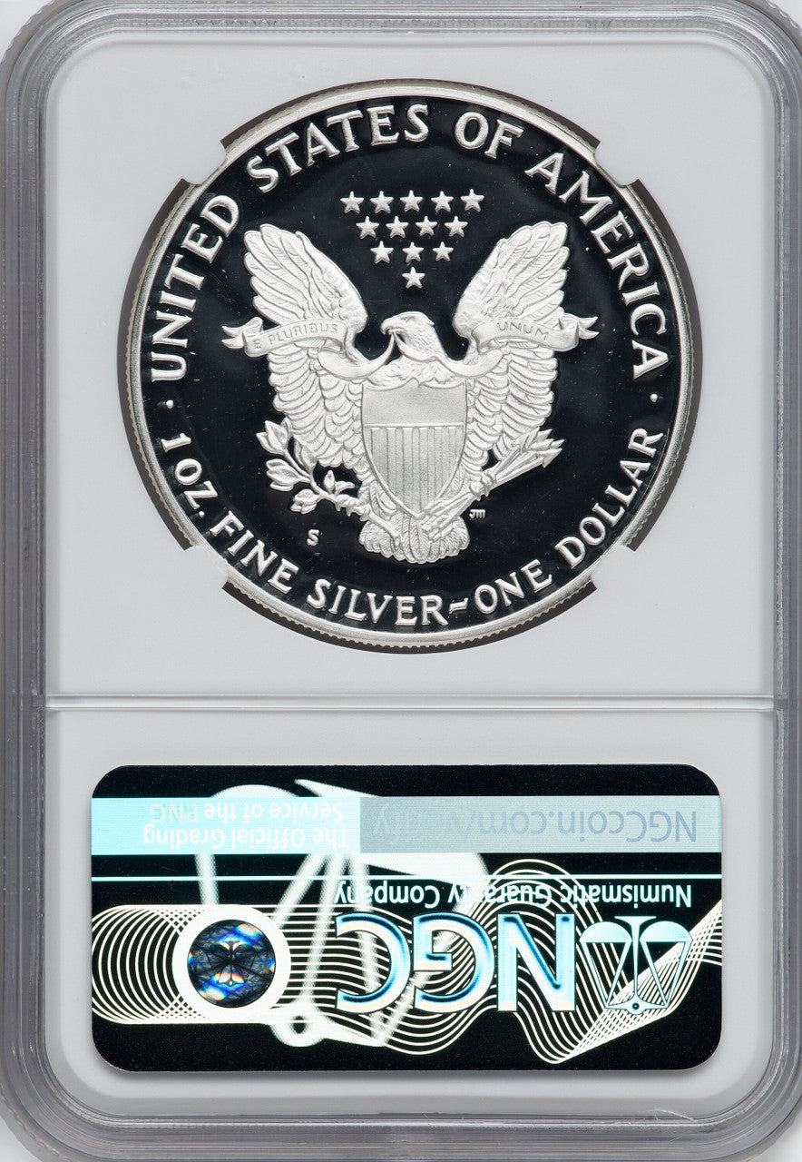 1986-S American Silver Eagle NGC PF70 UCAM Ron Harrigal Signed