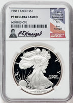 1988-S American Silver Eagle NGC PF70 Ultra Cameo Ron Harrigal Signed