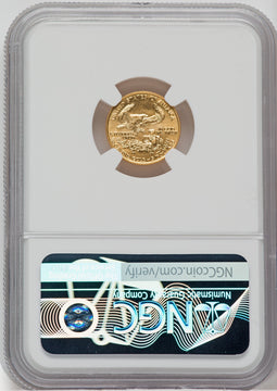 1990 $5 American Gold Eagle NGC MS70 Ron Harrigal Signed