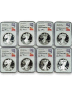1986-2021 American Silver Eagle 35-pc Set NGC PF70 Ultra Cameo Mercanti Signed