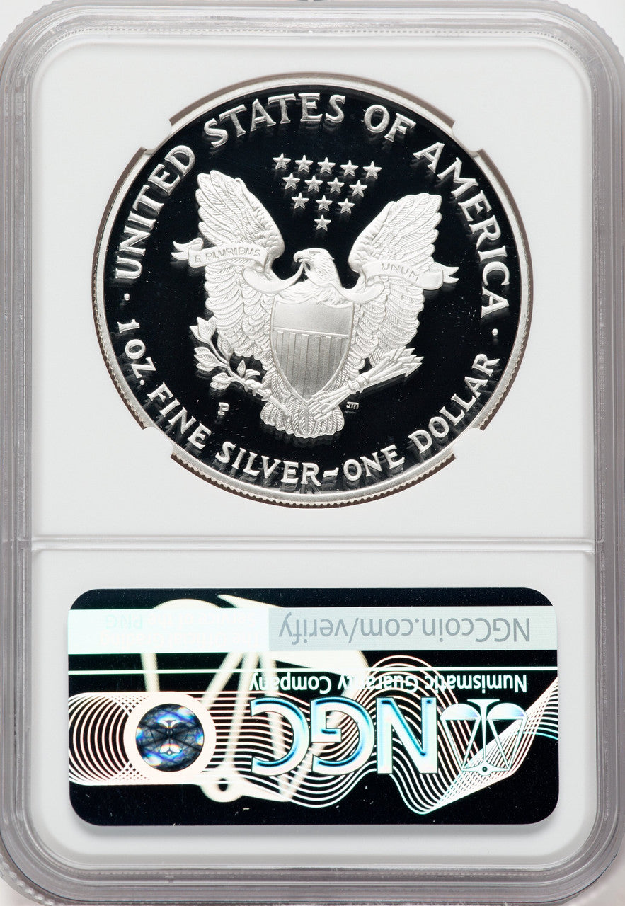 1996-P American Silver Eagle NGC PF70 Ultra Cameo Ron Harrigal Signed