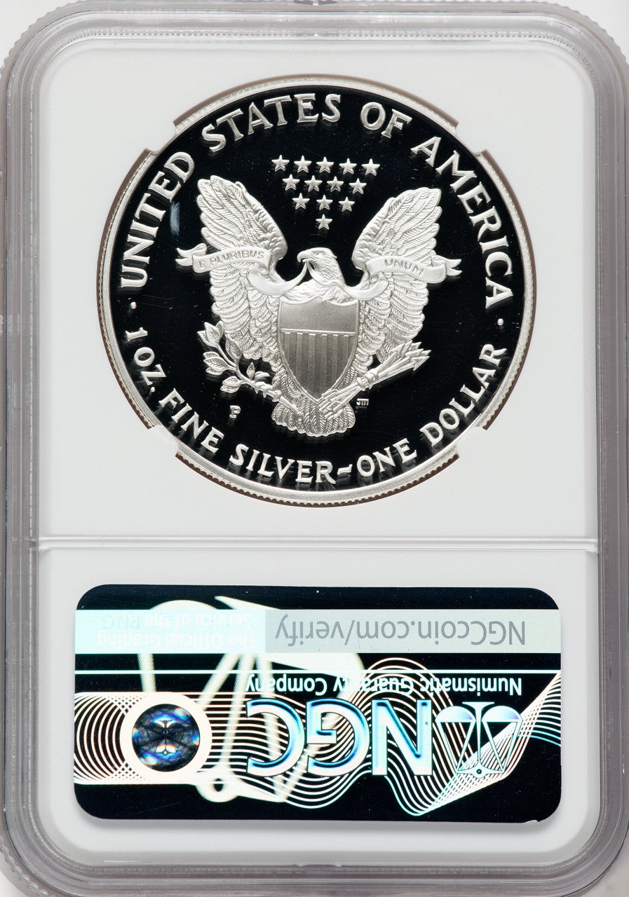 1998-P American Silver Eagle NGC PF70 Ultra Cameo Ron Harrigal Signed