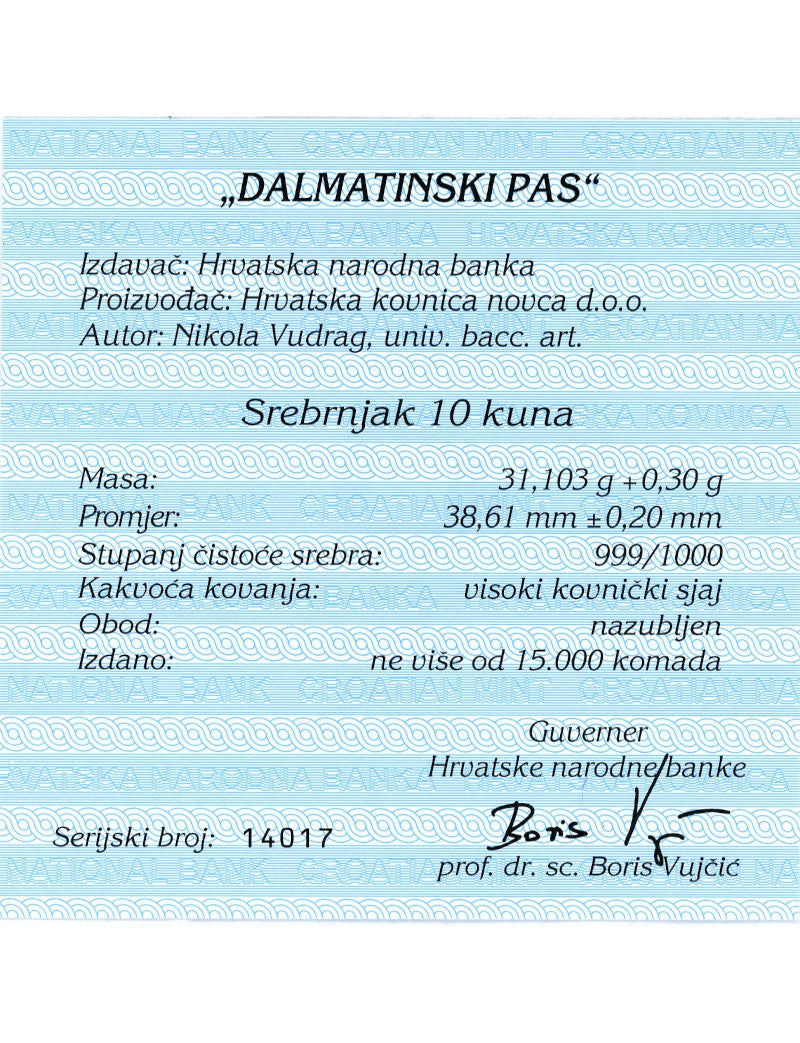 2021 1 oz Croatia Silver Dalmatian Dog Coin