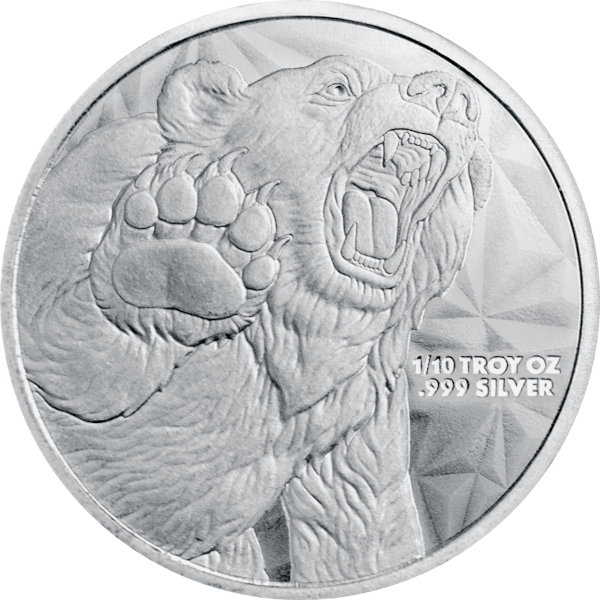 1/10 OZ SILVER ROUND BULL AND BEAR GOLDEN STATE MINT
