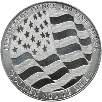 1/10 OZ SILVER ROUND EAGLE GOLDEN STATE MINT