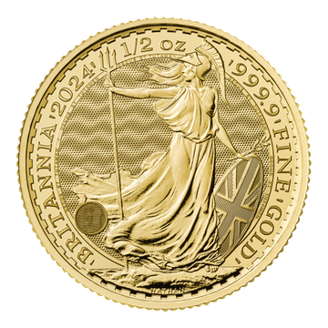 2024 1/2 Oz British Gold Britannia Coin BU King Charles Obverse