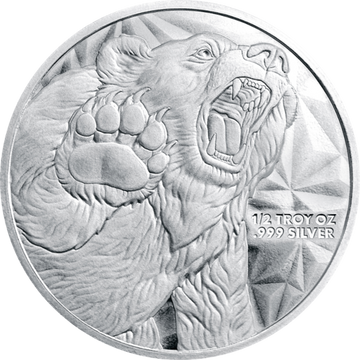 1/2 OZ SILVER ROUND BULL AND BEAR GOLDEN STATE MINT