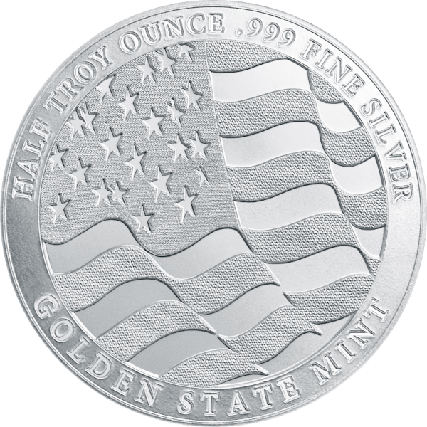 1/2 OZ SILVER ROUND EAGLE GOLDEN STATE MINT