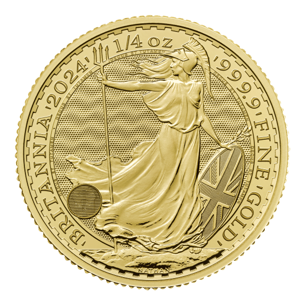 2024 1/4 Oz British Gold Britannia Coin BU King Charles Obverse