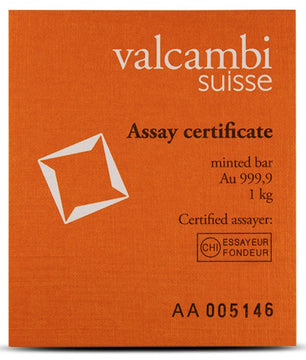 1 Kilo Valcambi Gold Bar New w/Assay