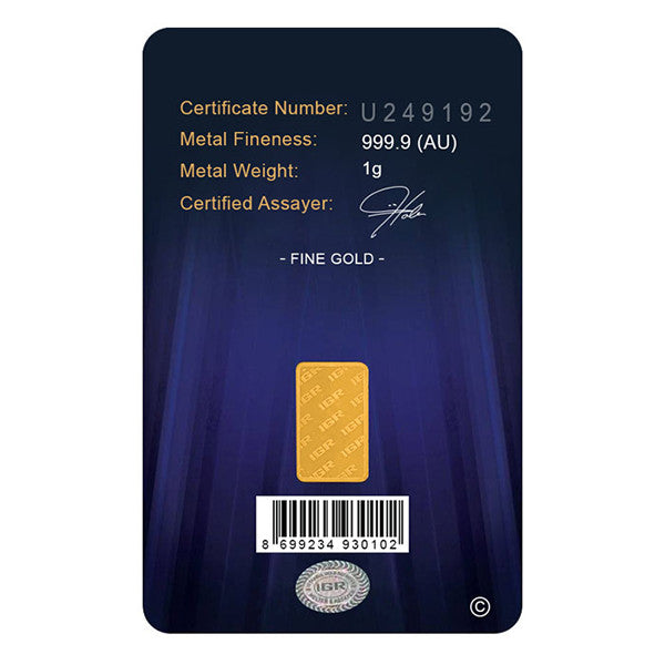 1 GRAM GOLD BAR IGR