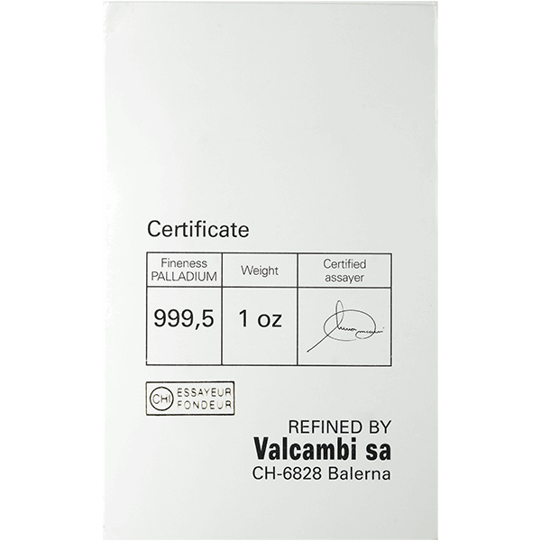 1 oz Palladium Bar .9995 (Random Mint)