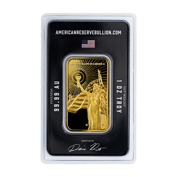 1 oz American Reserve Columbia Goddess Gold Bar New