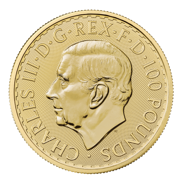 2023 1 oz British Gold Britannia Coin King Charles Obverse BU