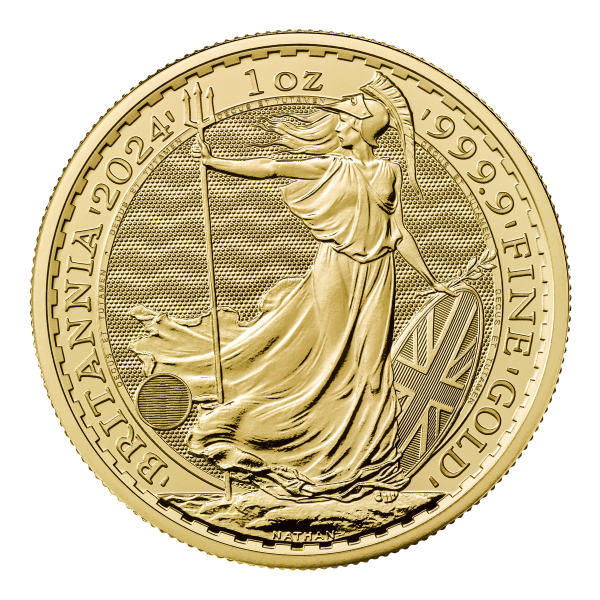 2024 1 oz British Gold Britannia Coin BU King George Obverse