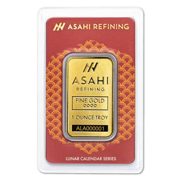 2025 1 Oz Gold Bar Lunar Snake Asahi Mint w/Assay
