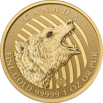 2016 1 OZ GOLD RCM GRIZZLY BEAR