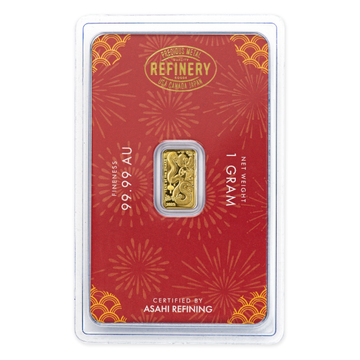 1 GRAM GOLD BAR LUNAR SNAKE ASAHI MINT