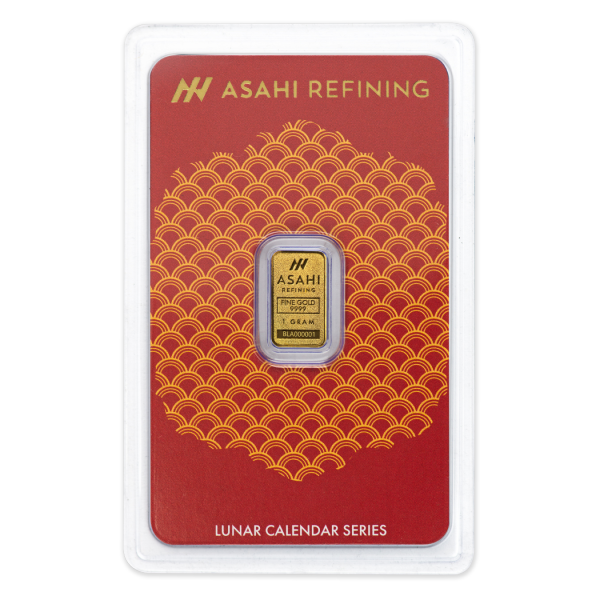 1 GRAM GOLD BAR LUNAR SNAKE ASAHI MINT