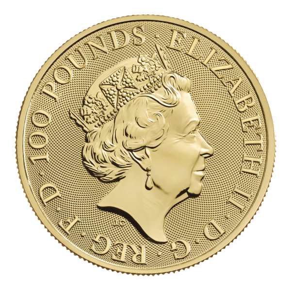 2022 1 OZ GOLD TUDOR BEASTS LION OF ENGLAND