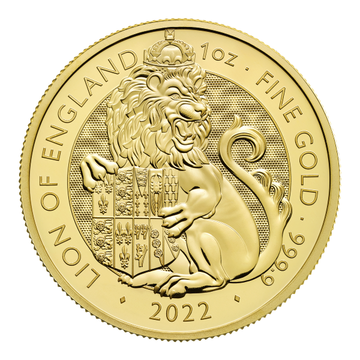 2022 1 OZ GOLD TUDOR BEASTS LION OF ENGLAND