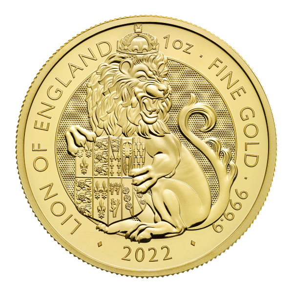 2022 1 OZ GOLD TUDOR BEASTS LION OF ENGLAND