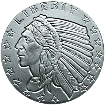 1 OZ SILVER ROUND INCUSE INDIAN DESIGN GOLDEN STATE MINT
