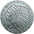 1 OZ SILVER ROUND INCUSE INDIAN DESIGN GOLDEN STATE MINT