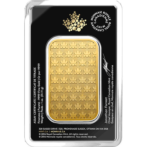 1 Oz Royal Canadian Mint Gold Bar In Assay