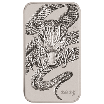 2025 1 OZ SILVER PERTH MINT DRAGON RECTANGULAR COIN