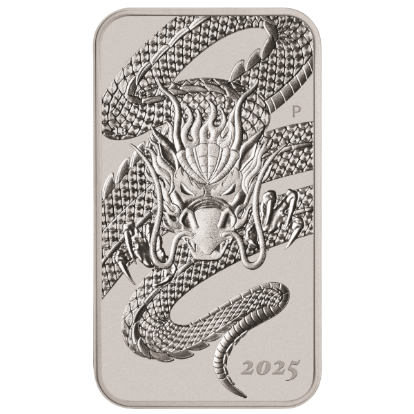 2025 1 OZ SILVER PERTH MINT DRAGON RECTANGULAR COIN