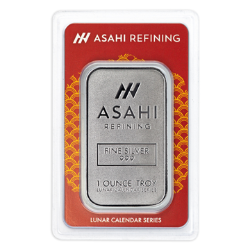1 OZ SILVER BAR LUNAR SNAKE IN CERT CARD ASAHI MINT