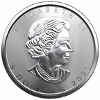 2021 1 oz Canadian .9999 Silver Maple Leaf Coin BU