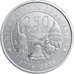 1 OZ SILVER ROUND 250TH ANNIVERSARY GOLDEN STATE MINT