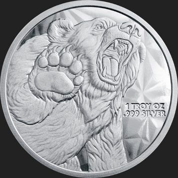 1 OZ SILVER ROUND BULL AND BEAR GOLDEN STATE MINT