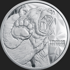 1 OZ SILVER ROUND BULL AND BEAR GOLDEN STATE MINT
