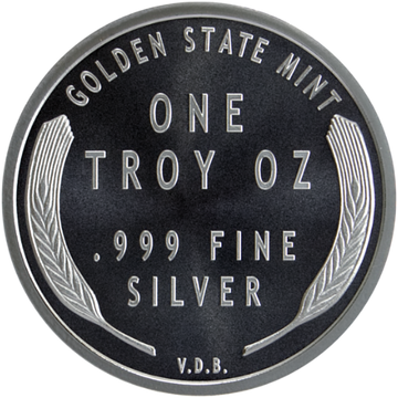 1 OZ SILVER ROUND WHEAT CENT DESIGN GOLDEN STATE MINT