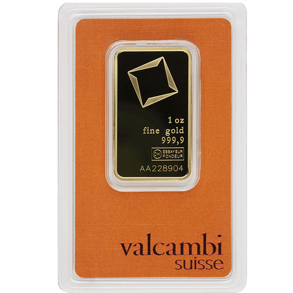 1 oz Gold Bar Valcambi w/Assay