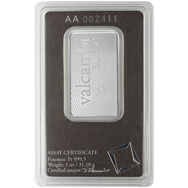 1 oz Platinum Bar Valcambi
