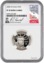 1997-2008 $25 Platinum American Eagle Date Run NGC PF70 Harrigal Signed