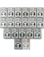 1986-2021 American Silver Eagle 35-pc Set NGC PF70 Ultra Cameo Mercanti Signed