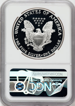 2001-W American Silver Eagle NGC PF70 Ultra Cameo Ron Harrigal Signed