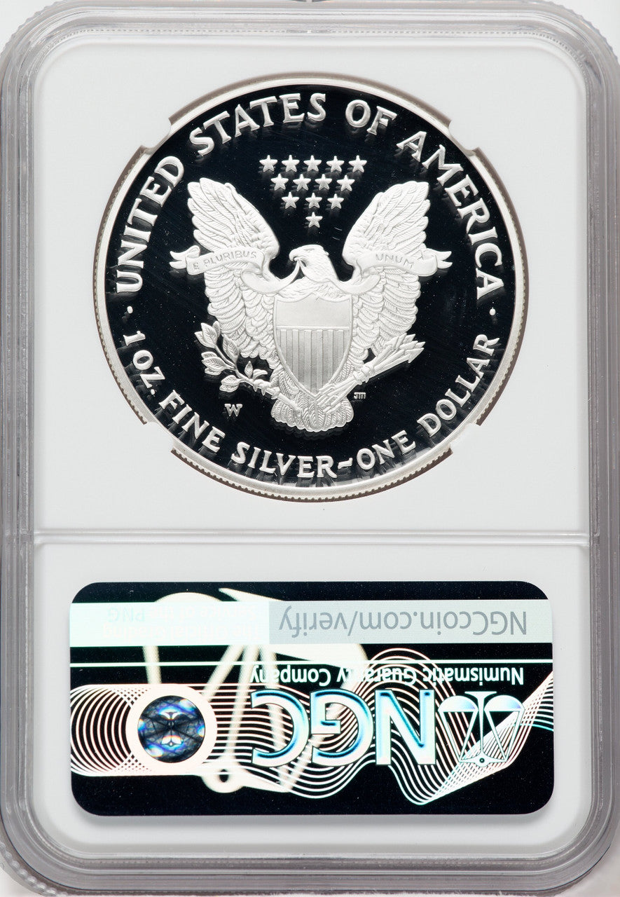 2002-W American Silver Eagle NGC PF70 Ultra Cameo Ron Harrigal Signed