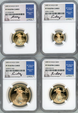 2005-W American Gold Eagle Proof 4-Coin Year Set NGC PF70 Ed Moy Signed