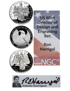 2006-2008 American Burnished Platinum Eagle Set- NGC MS70 Ron Harrigal Signed