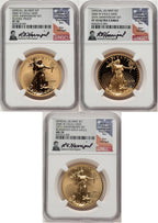 2006-W American Gold Eagle 20th Anniversary 3-Coin Set NGC MS70 PF70 RP70 Harrigal Signed