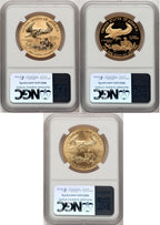 2006-W American Gold Eagle 20th Anniversary 3-Coin Set NGC MS70 PF70 RP70 Harrigal Signed